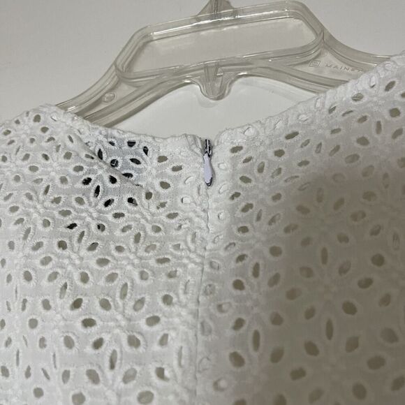 Anthropologie HD in Paris Eyelet Hi Low sleeveless cotton Blouse White Size XS - Picture 6 of 8